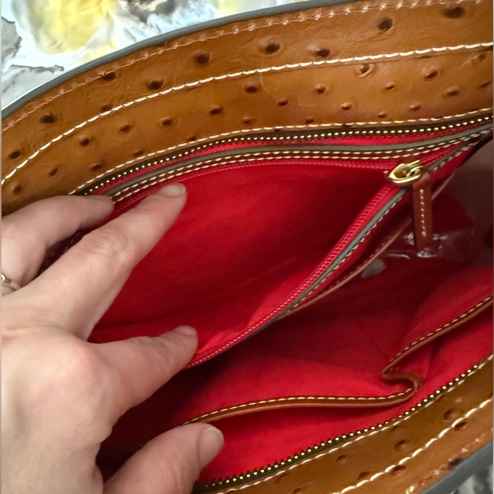 Dooney & Bourke Tan Ostrich-Embossed Tote - Picture 8 of 12